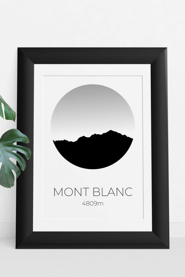 Mont Blanc Circle Silhouette art print in a picture frame
