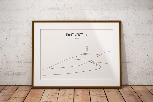 Mont Ventoux line art print in a picture frame