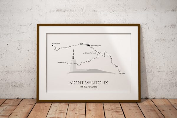 Mont Ventoux Three Ascents art print in a picture frame