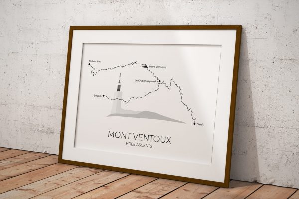 Mont Ventoux Three Ascents art print in a picture frame