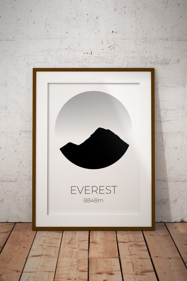 Mount Everest silhouette art print in a picture frame