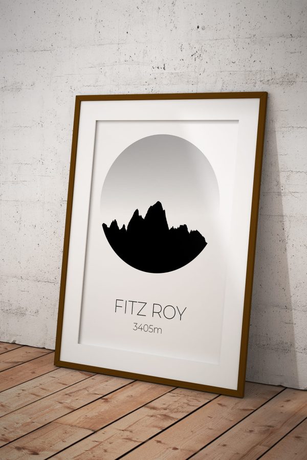 Mount Fitz Roy silhouette art print in a picture frame