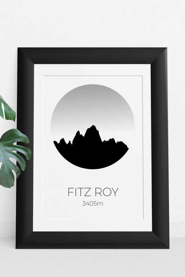 Mount Fitz Roy silhouette art print in a picture frame