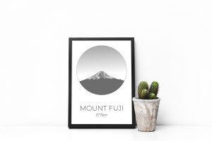 Mount Fuji art print in a picture frame