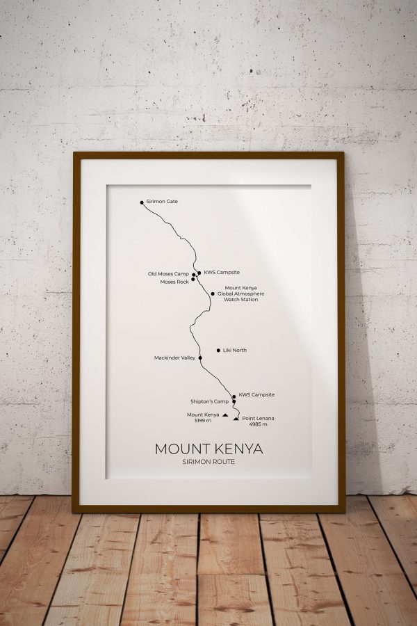 Mount Kenya Sirimon Route art print in a picture frame
