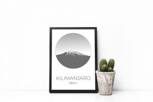 Mount Kilimanjaro art print in a picture frame