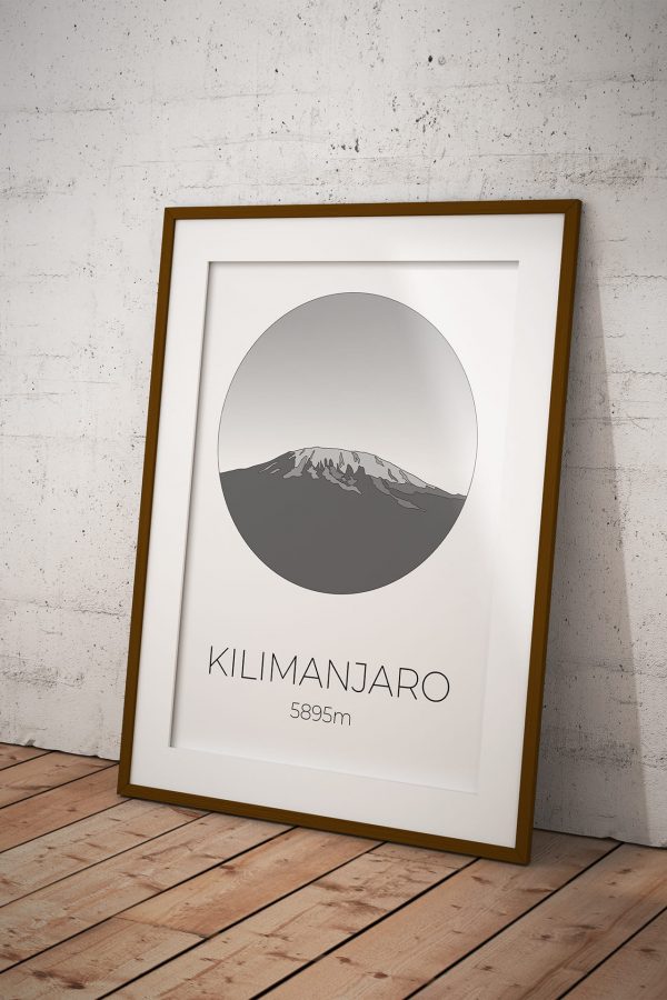 Mount Kilimanjaro art print in a picture frame