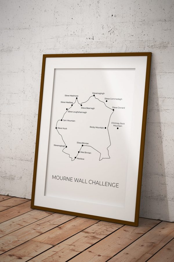Mourne Wall Challenge art print in a picture frame