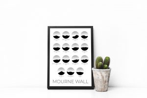 Mourne Wall Challenge silhouette art print in a picture frame