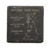 National Three Peaks Map Slate Coaster