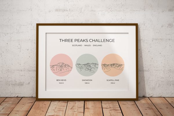 National Three Peaks Challenge Multi-Colour Art Print Pastel 1
