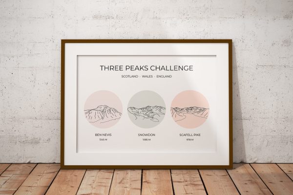 National Three Peaks Challenge Multi-Colour Art Print Pastel 2
