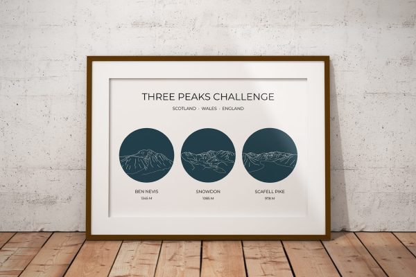 National Three Peaks Challenge Single Colour Art Print Green 4
