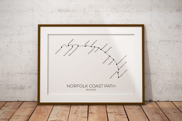 Norfolk Coast Path art print in a picture frame