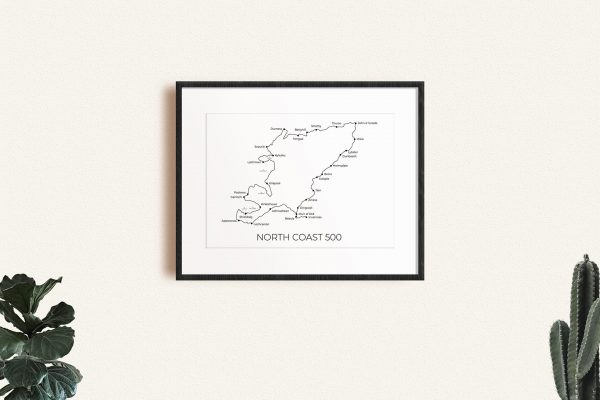 North Coast 500 art print in a picture frame