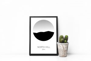 North Hill art print in a picture frame