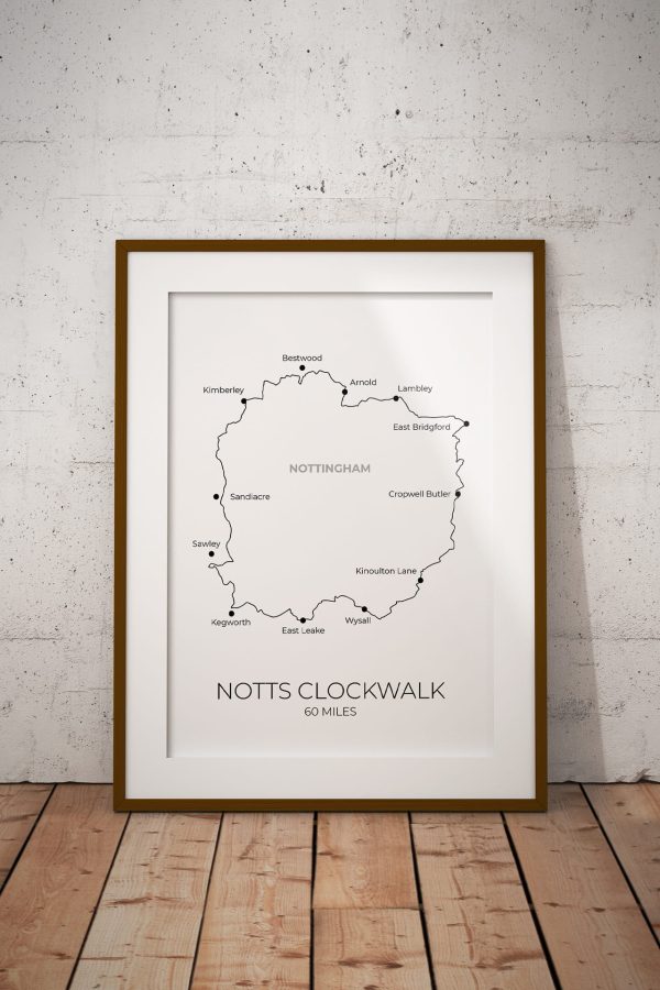 Notts Clockwalk art print in a picture frame