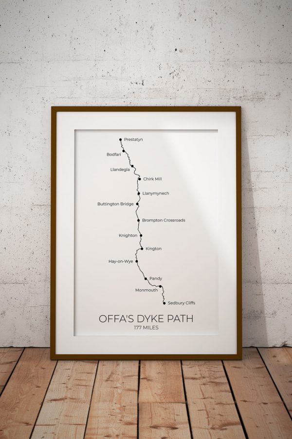 Offa's Dyke Path art print in a picture frame