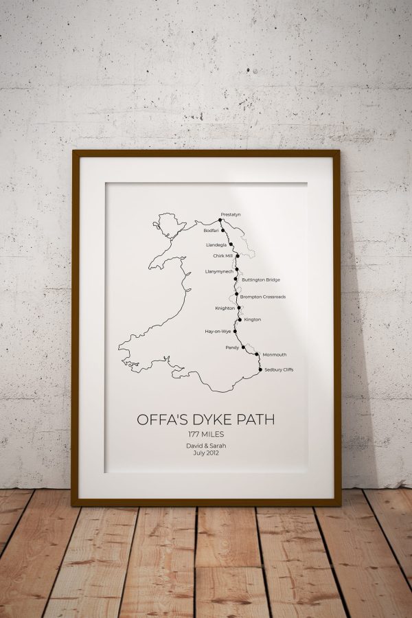 Offa's Dyke Path Map Personalised Print Example