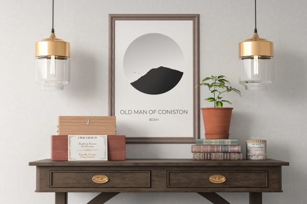 Old Man of Coniston art print in a picture frame