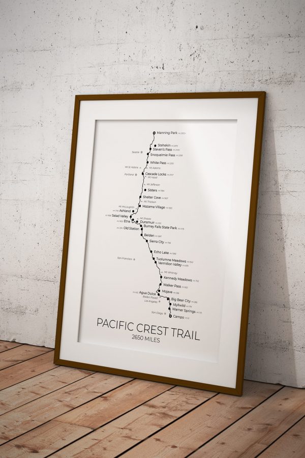 Pacific Crest Trail art print in a picture frame