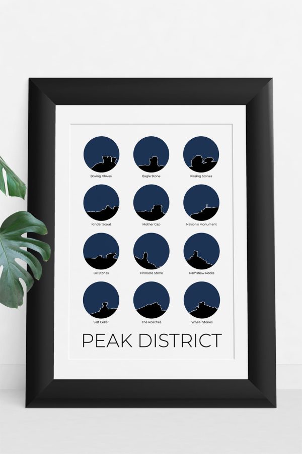 Peak District Colour Silhouette Art Print in a picture frame