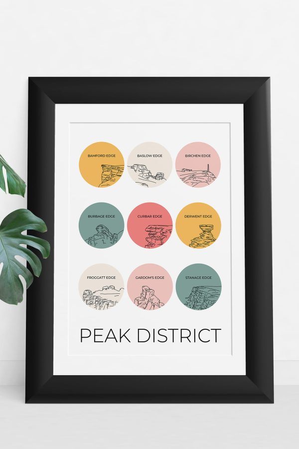 Peak District Edges multi-colour art print in a picture frame
