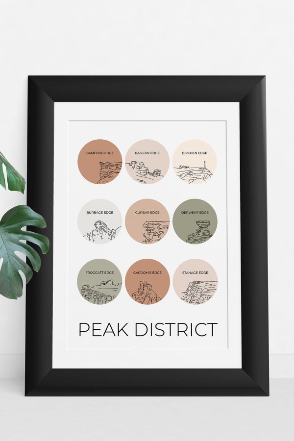 Peak District Edges multi-colour art print in a picture frame