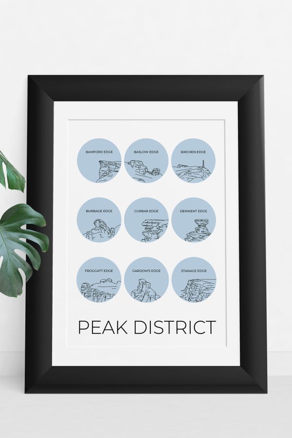 Peak District Edges single colour art print in a picture frame