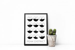 Peak District light collage art print in a picture frame