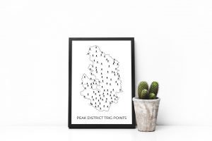 Peak District Trig Points art print in a picture frame