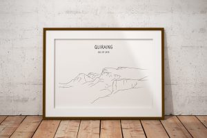 Quiraing line art print in a picture frame