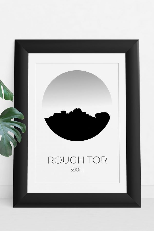 Rough Tor silhouette art print in a picture frame