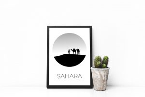 Sahara Desert silhouette art print in a picture frame