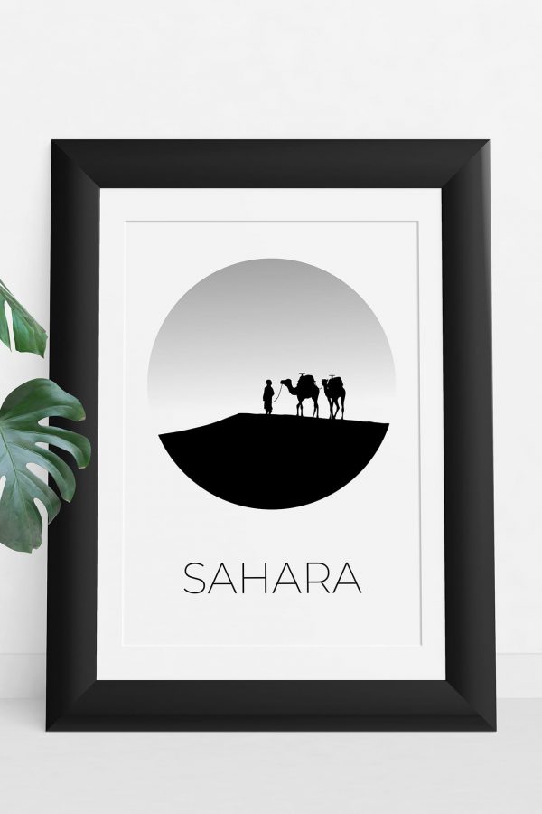 Sahara Desert silhouette art print in a picture frame