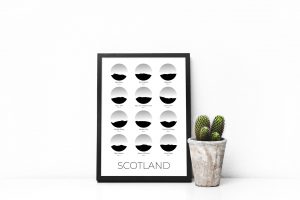 Scottish Mountains art print in a picture frame