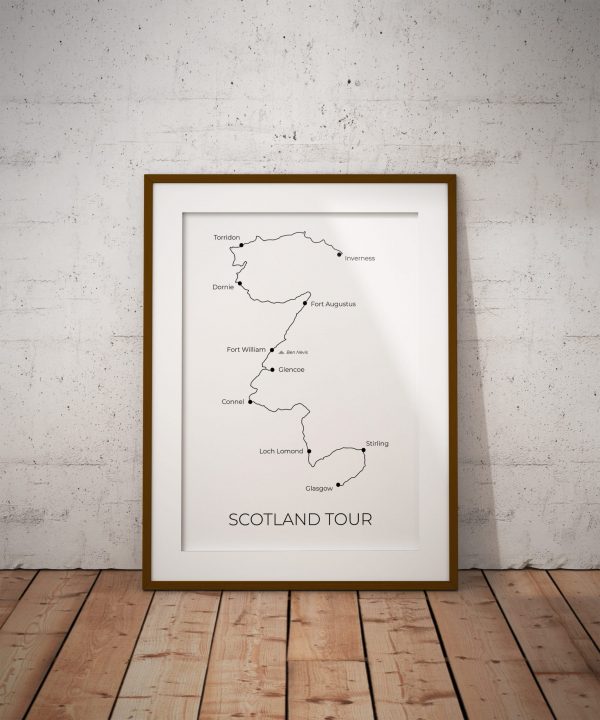 Scotland Tour - Custom GPX Route Print in a picture frame