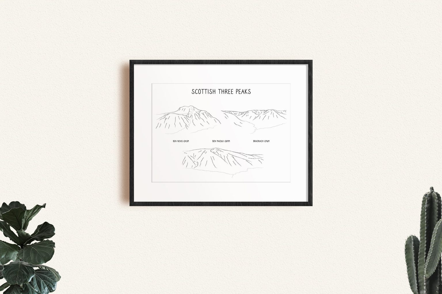 Scottish Three Peaks Challenge Line Art Print - In from the Wild