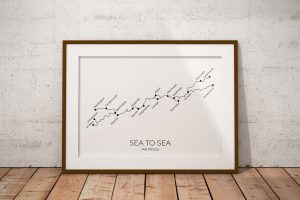 Sea to Sea cycle route art print in a picture frame