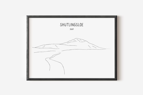 Shutlingsloe line art print in a picture frame