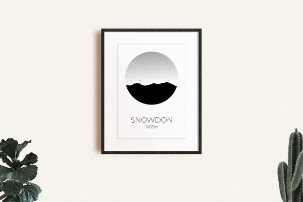Snowdon art print in a picture frame