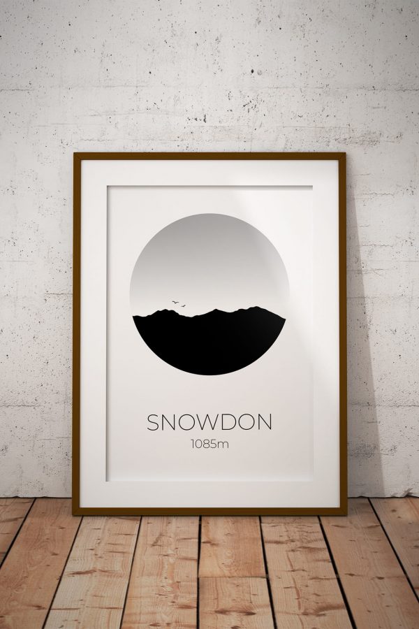 Snowdon art print in a picture frame