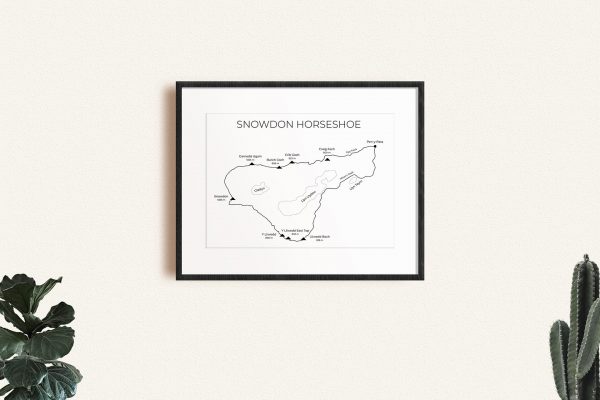 Snowdon Horseshoe route art print in a picture frame