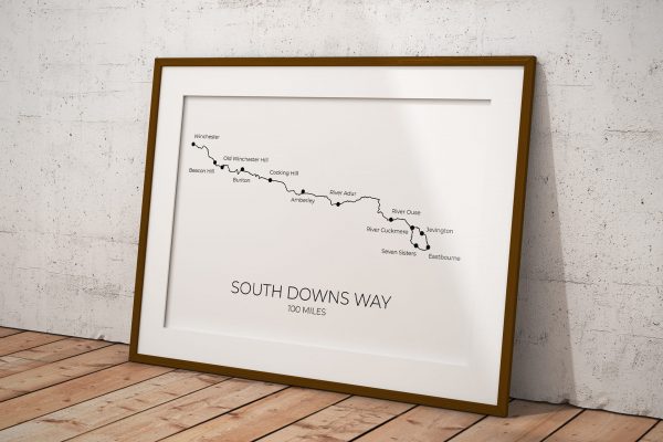 South Downs Way art print in a picture frame