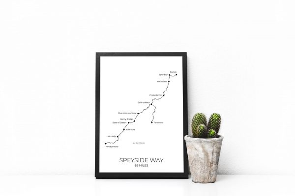 Speyside Way art print in a picture frame