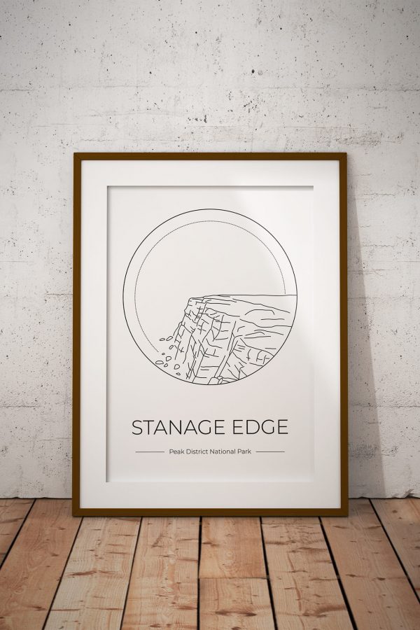 Stanage Edge art print in a picture frame