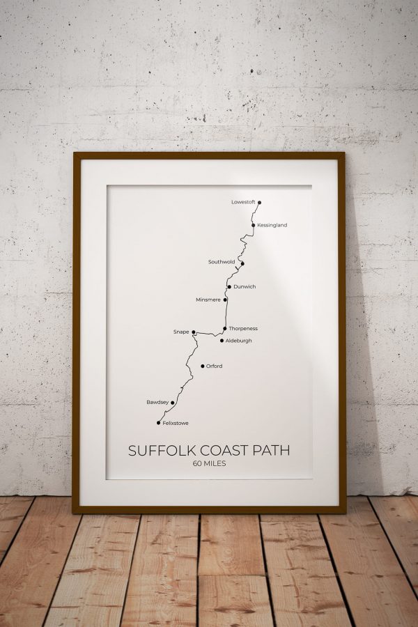 Suffolk Coast Path art print in a picture frame