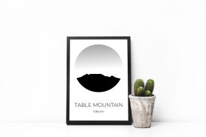 Table Mountain silhouette art print in a picture frame