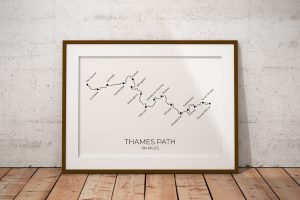 Thames Path art print in a picture frame