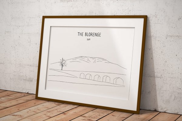 The Blorenge line art print in a picture frame
